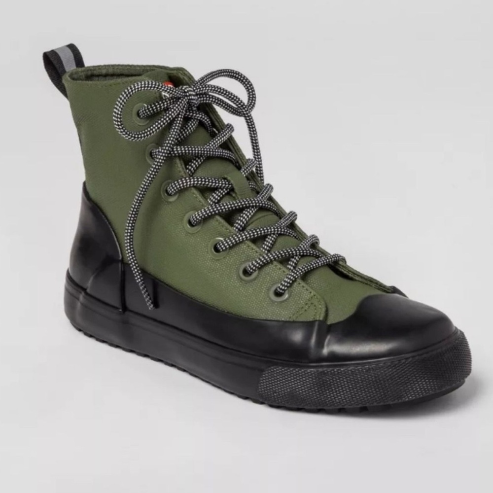 Hunter Green and Black High-Top Sneakers